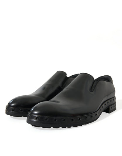 Dolce &amp; Gabbana Elegante schwarze Loafer aus Leder mit Nieten