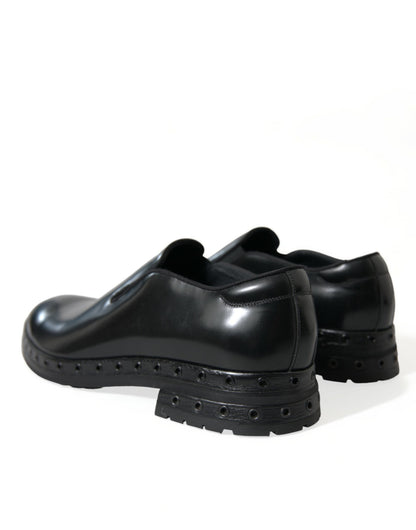 Dolce &amp; Gabbana Elegante schwarze Loafer aus Leder mit Nieten