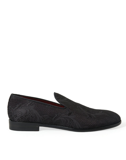 Dolce &amp; Gabbana – Elegante Loafer aus schwarzem Brokat