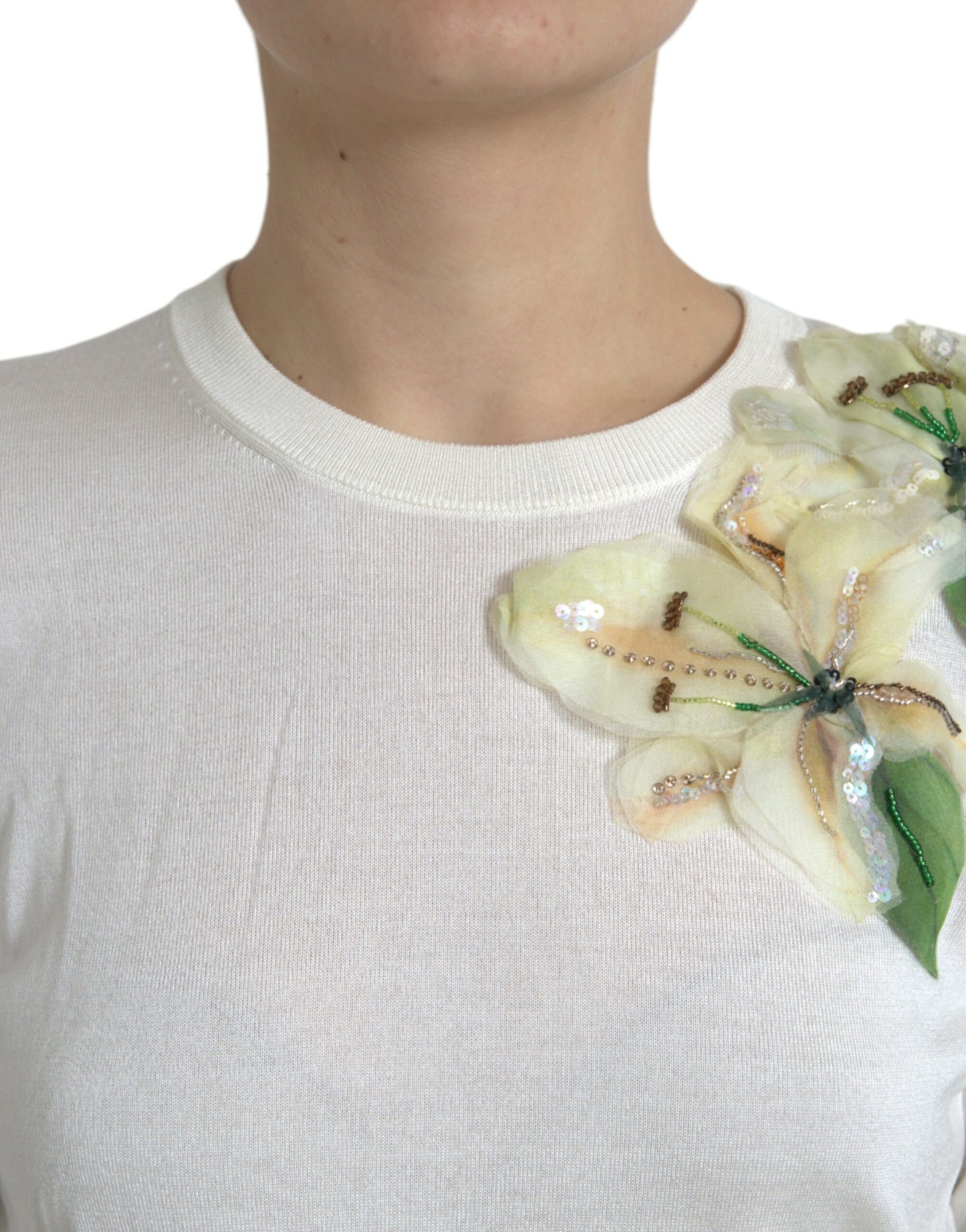 Dolce &amp; Gabbana Pullover aus Seide mit Blumenapplikation