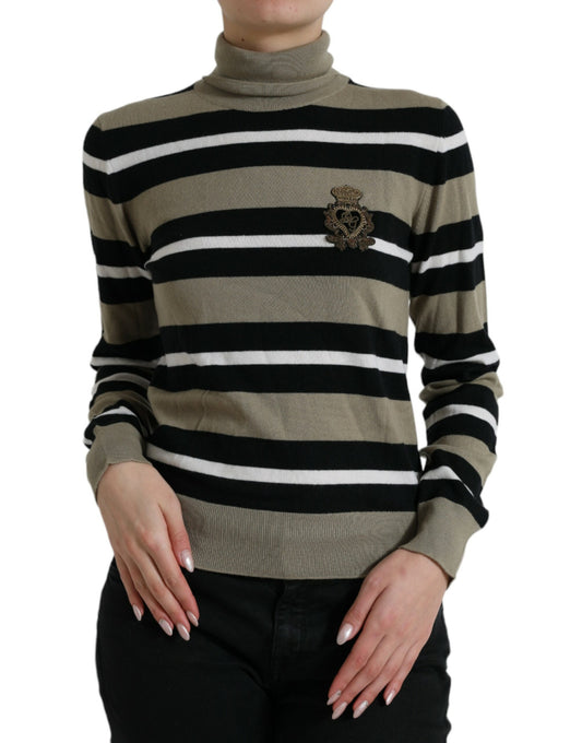 Dolce &amp; Gabbana Eleganter gestreifter Rollkragenpullover aus Wolle