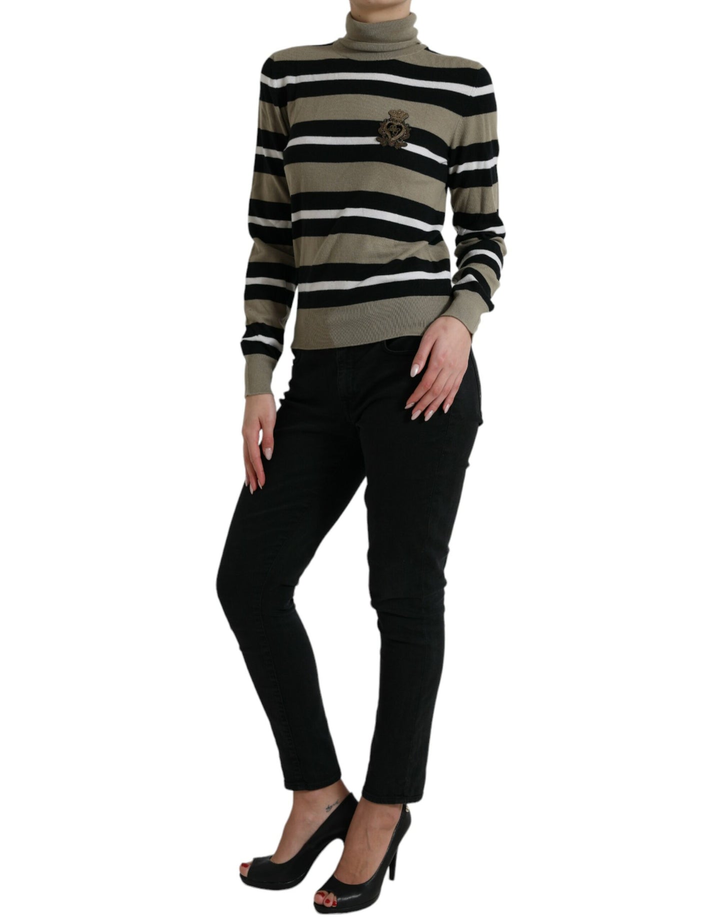 Dolce & Gabbana Elegant Striped Turtleneck Wool Sweater