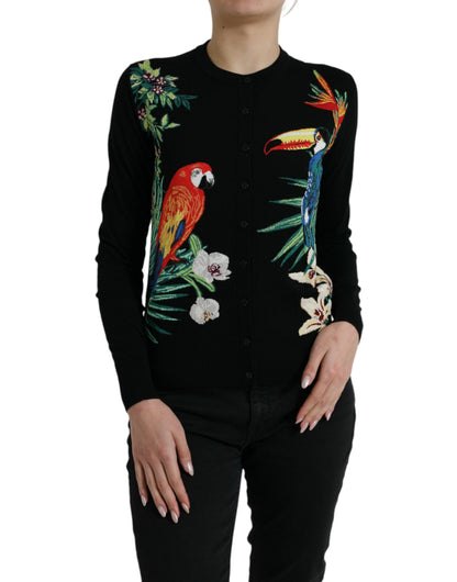 Dolce &amp; Gabbana Eleganter Cardigan-Pullover aus bedruckter Wolle und Seide