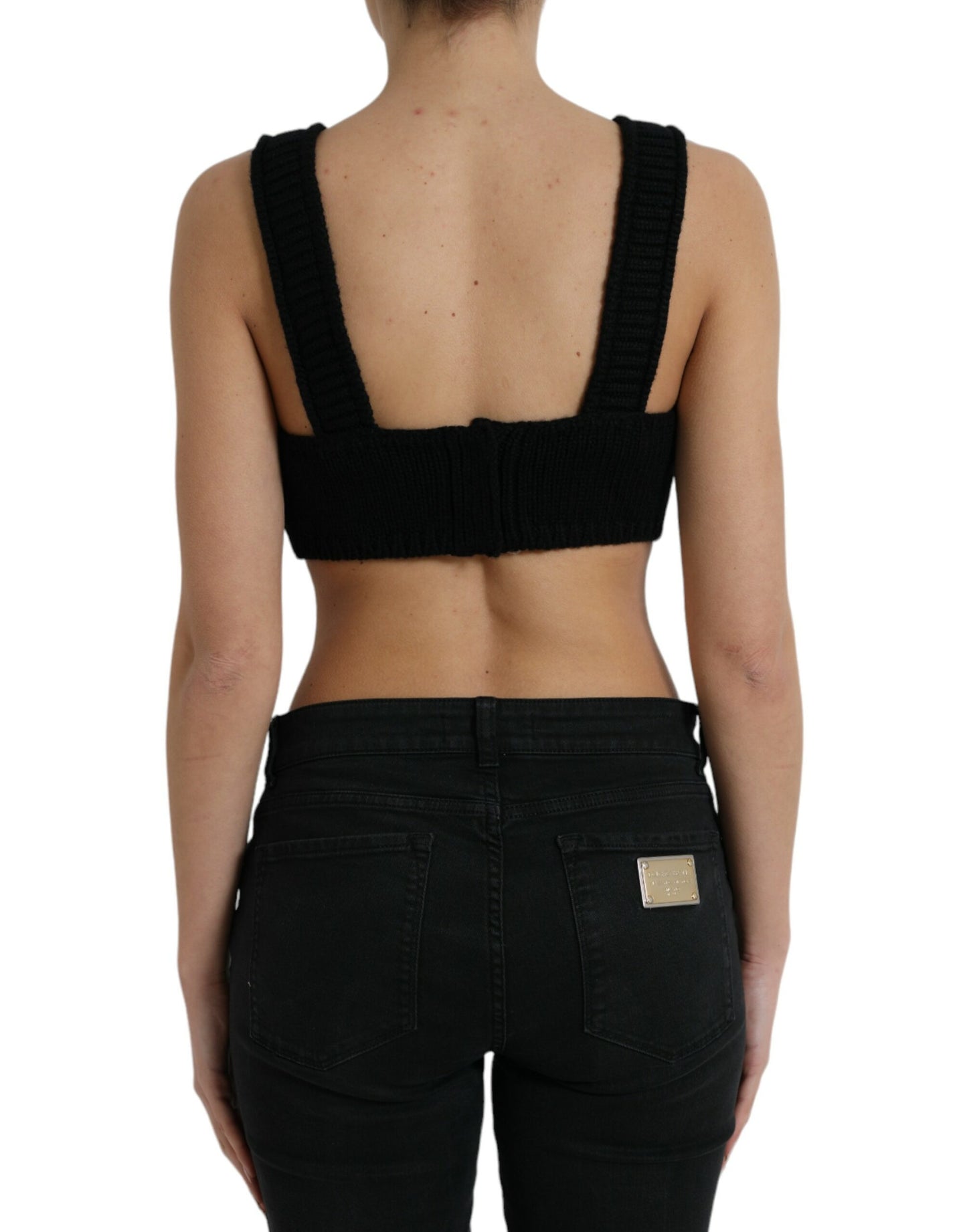 Dolce &amp; Gabbana – Elegantes, schwarzes Bustier-Crop-Top aus Kaschmir