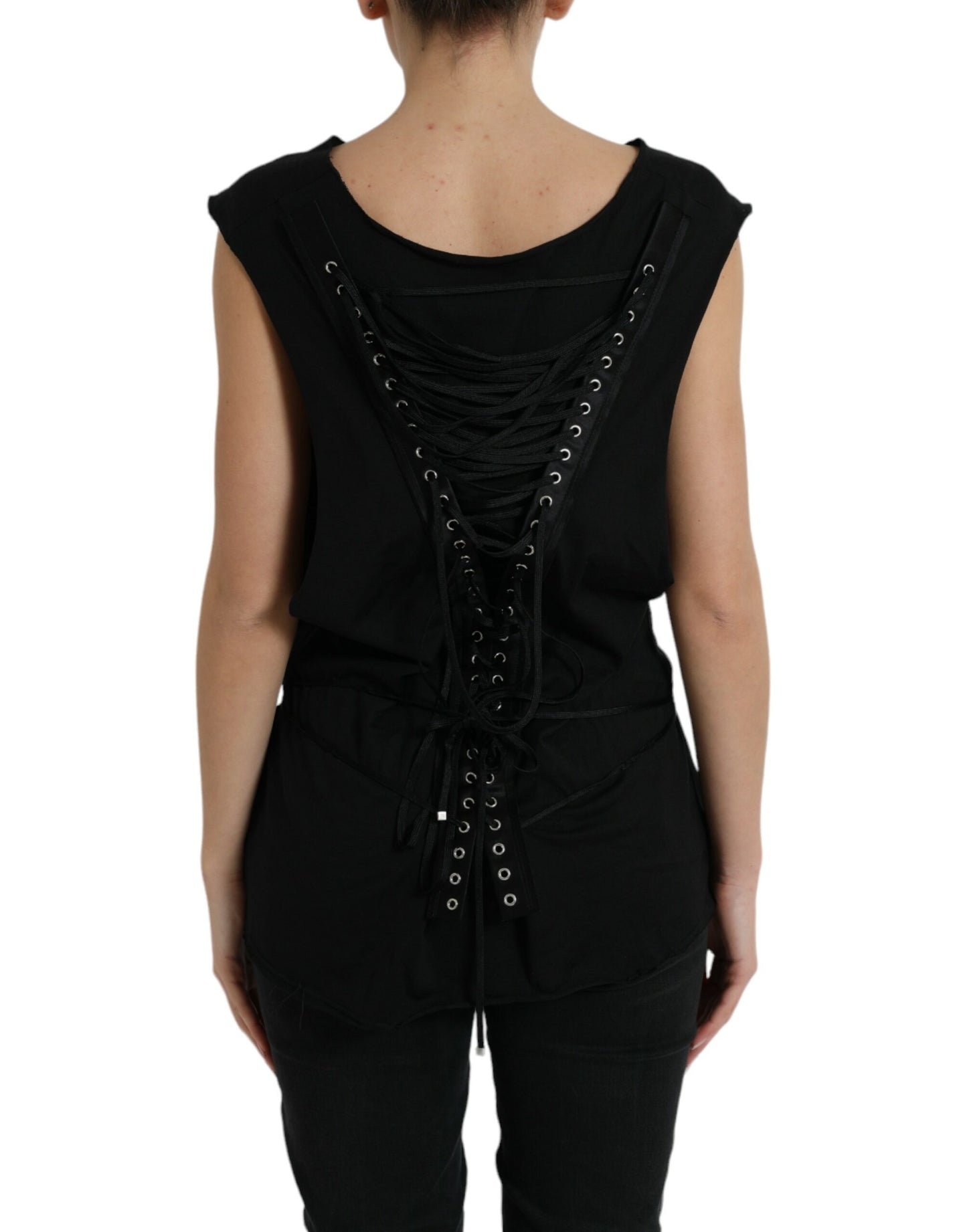 Dolce &amp; Gabbana Elegantes schwarzes Tanktop mit Rundhalsausschnitt