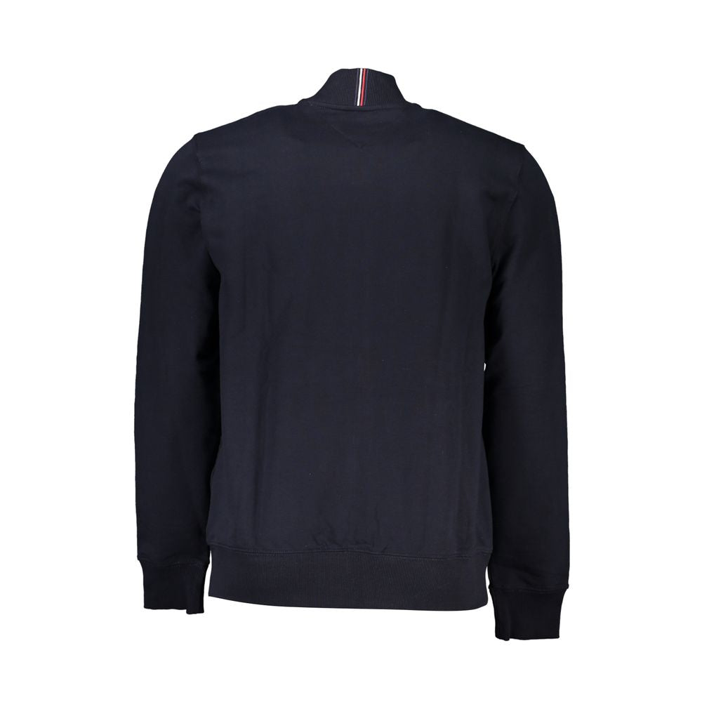 Tommy Hilfiger Sleek Blue Zip Sweatshirt with Embroidery Detail