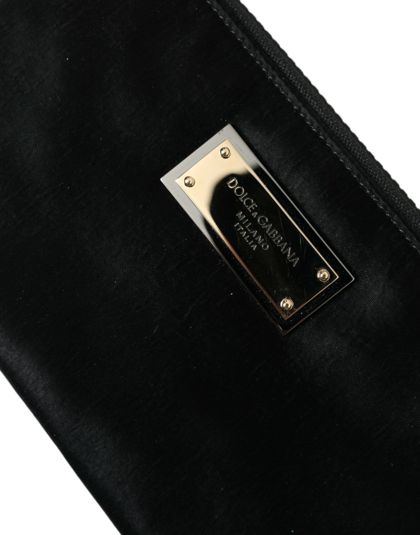 Dolce & Gabbana Sleek Designer Nylon-Leather Pouch in Black