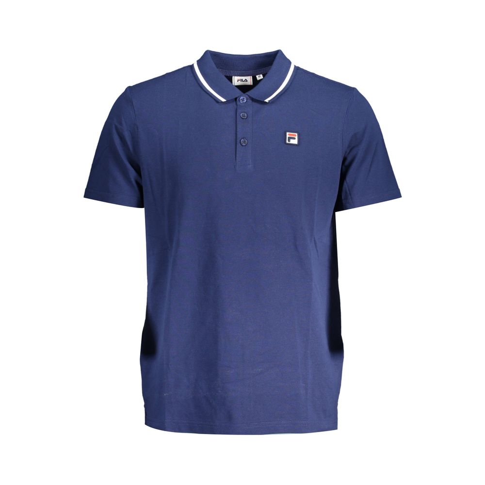 Fila – Klassisches blaues Baumwoll-Polo mit Kontrastdetails