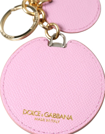 Dolce &amp; Gabbana Eleganter Schlüsselanhänger aus roségoldenem Leder