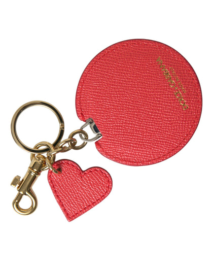 Dolce & Gabbana Elegant Red Leather Keychain with Gold Accents