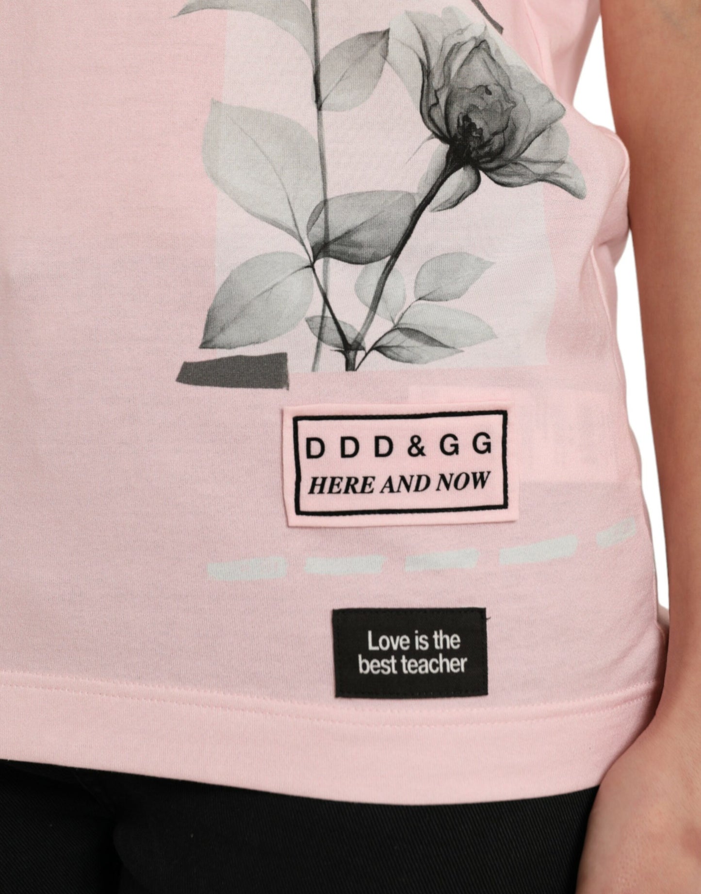 Dolce &amp; Gabbana Schickes rosa Baumwoll-T-Shirt mit Blumenmuster