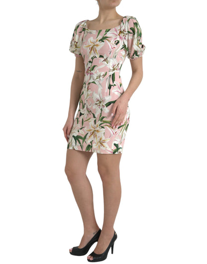 Dolce &amp; Gabbana – Elegantes Etuikleid mit rosa Lilien-Print