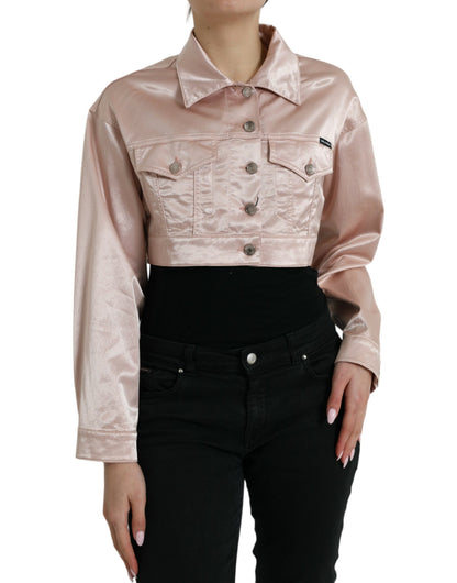 Dolce &amp; Gabbana Elegante rosa kurze Jeansjacke