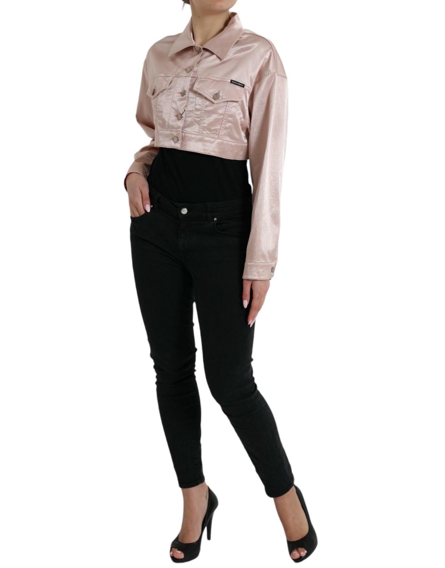 Dolce & Gabbana Elegant Pink Cropped Denim Jacket