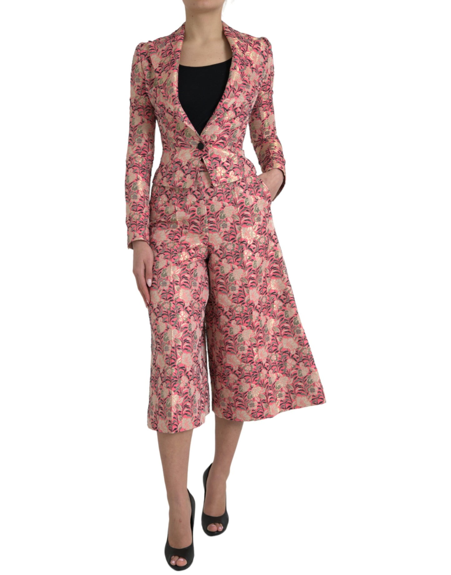 Dolce &amp; Gabbana Eleganter rosa Slim Fit Zweiteiler