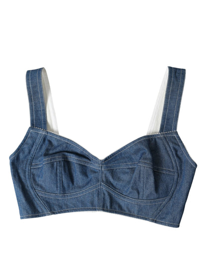 Dolce &amp; Gabbana Elegantes blaues Bustier-Crop-Top