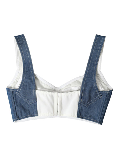 Dolce &amp; Gabbana Elegantes blaues Bustier-Crop-Top