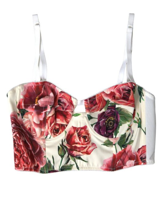 Dolce &amp; Gabbana – Bustier-Crop-Top aus Seidenmischung mit Blumenmuster