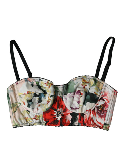 Dolce &amp; Gabbana – Mehrfarbiges, kurzes Bustier-Top mit Blumenmuster