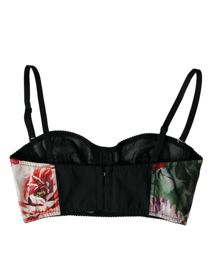 Dolce &amp; Gabbana – Mehrfarbiges, kurzes Bustier-Top mit Blumenmuster