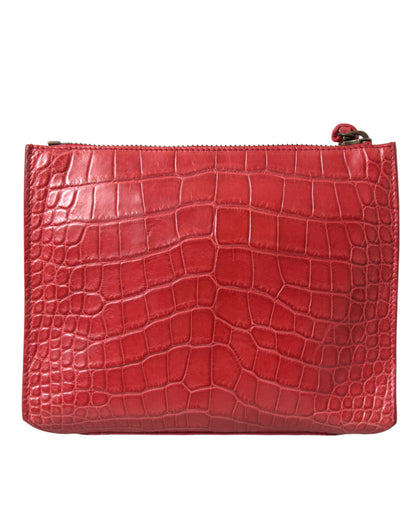 Balenciaga – Clutch aus exotischem rotem Alligatorleder