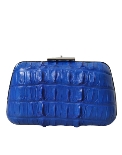 Balenciaga – Clutch aus Krokodilleder in Elektrischblau