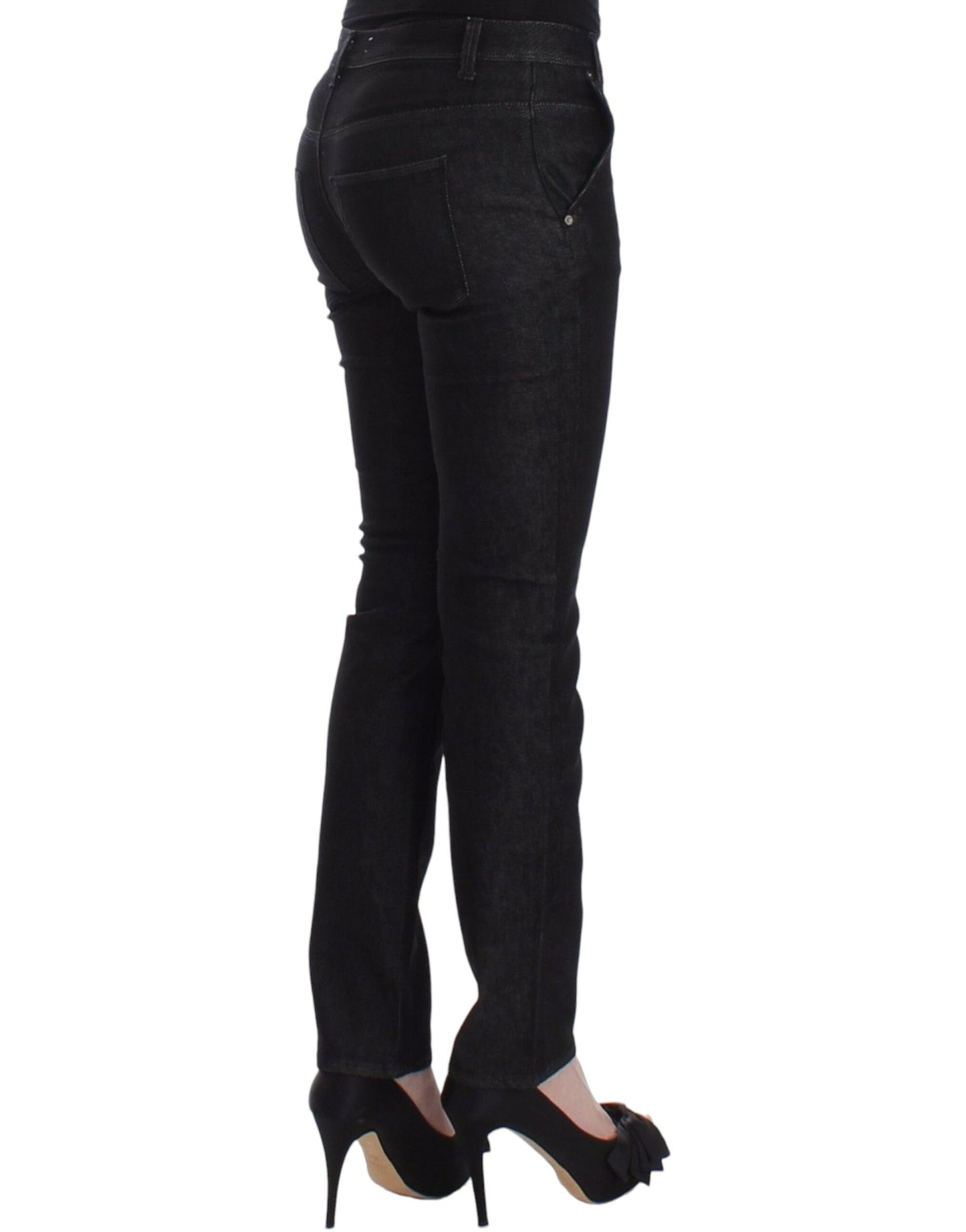 Schwarze Slim-Jeans-Jeanshose mit schmalem Bein und Stretch