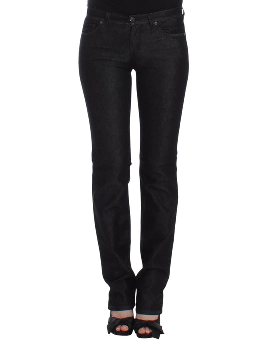 Schwarze Slim-Jeans-Jeanshose mit schmalem Bein und Stretch