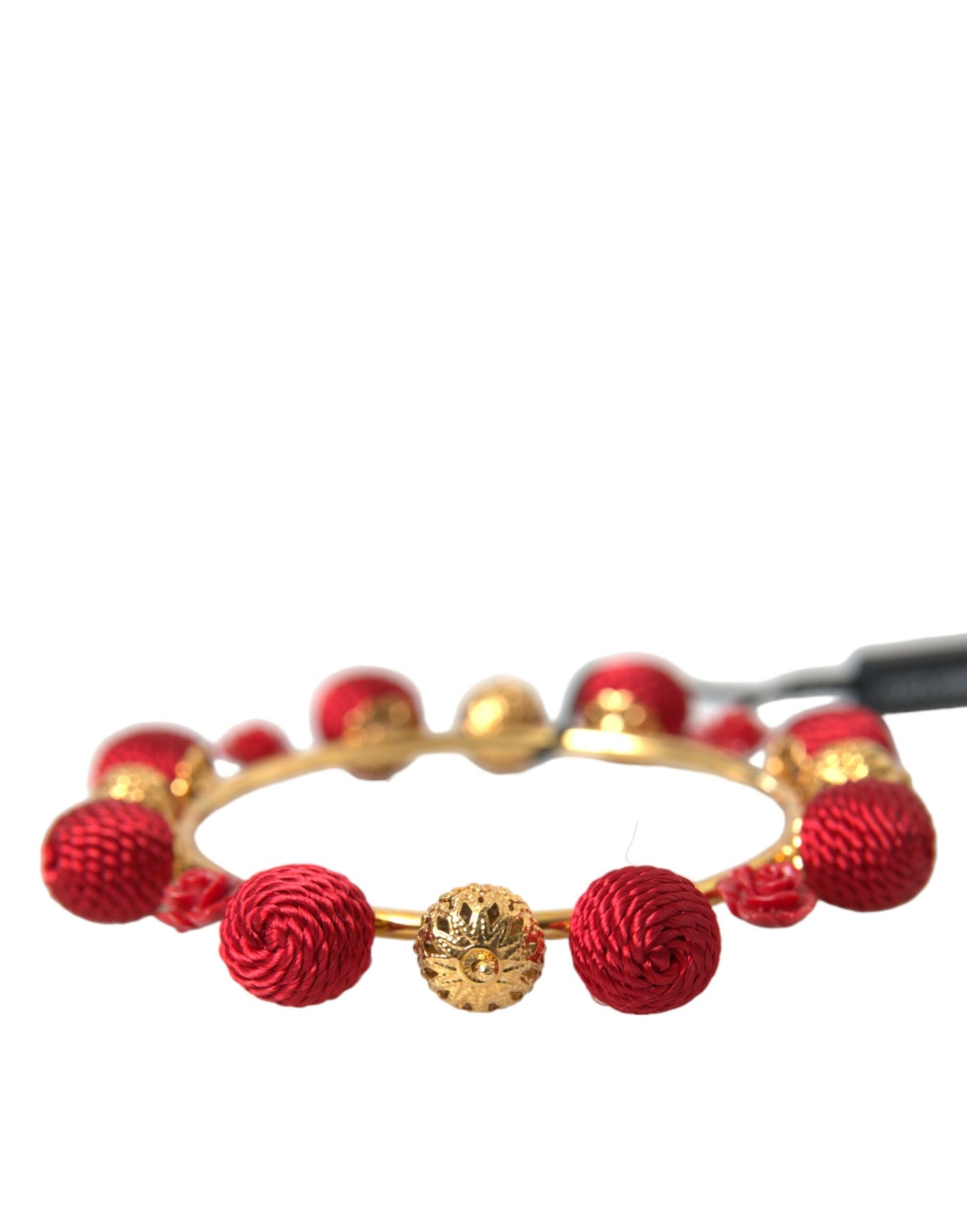 Dolce &amp; Gabbana RUNWAY Sicilia Natale Rosenarmband aus Goldmessing in Rot