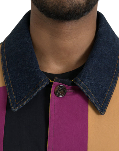 Dolce & Gabbana Multicolor Patchwork Cotton Collared Jacket