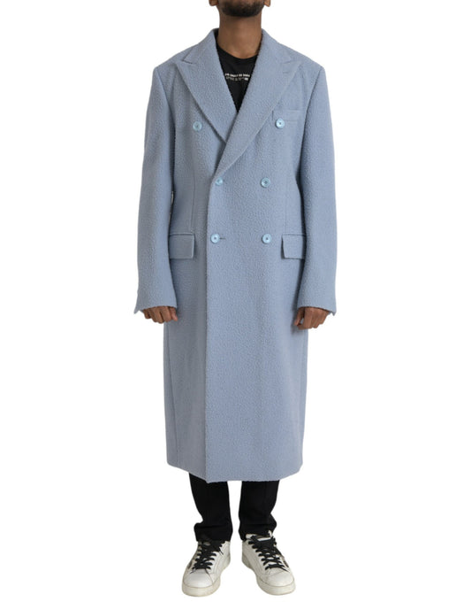 Dolce &amp; Gabbana – Zweireihige, lange Trenchcoat-Jacke in Blau