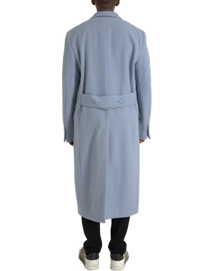 Dolce &amp; Gabbana – Zweireihige, lange Trenchcoat-Jacke in Blau