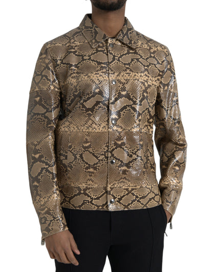 Dolce &amp; Gabbana Beige Biker-Blousonjacke aus exotischem Leder