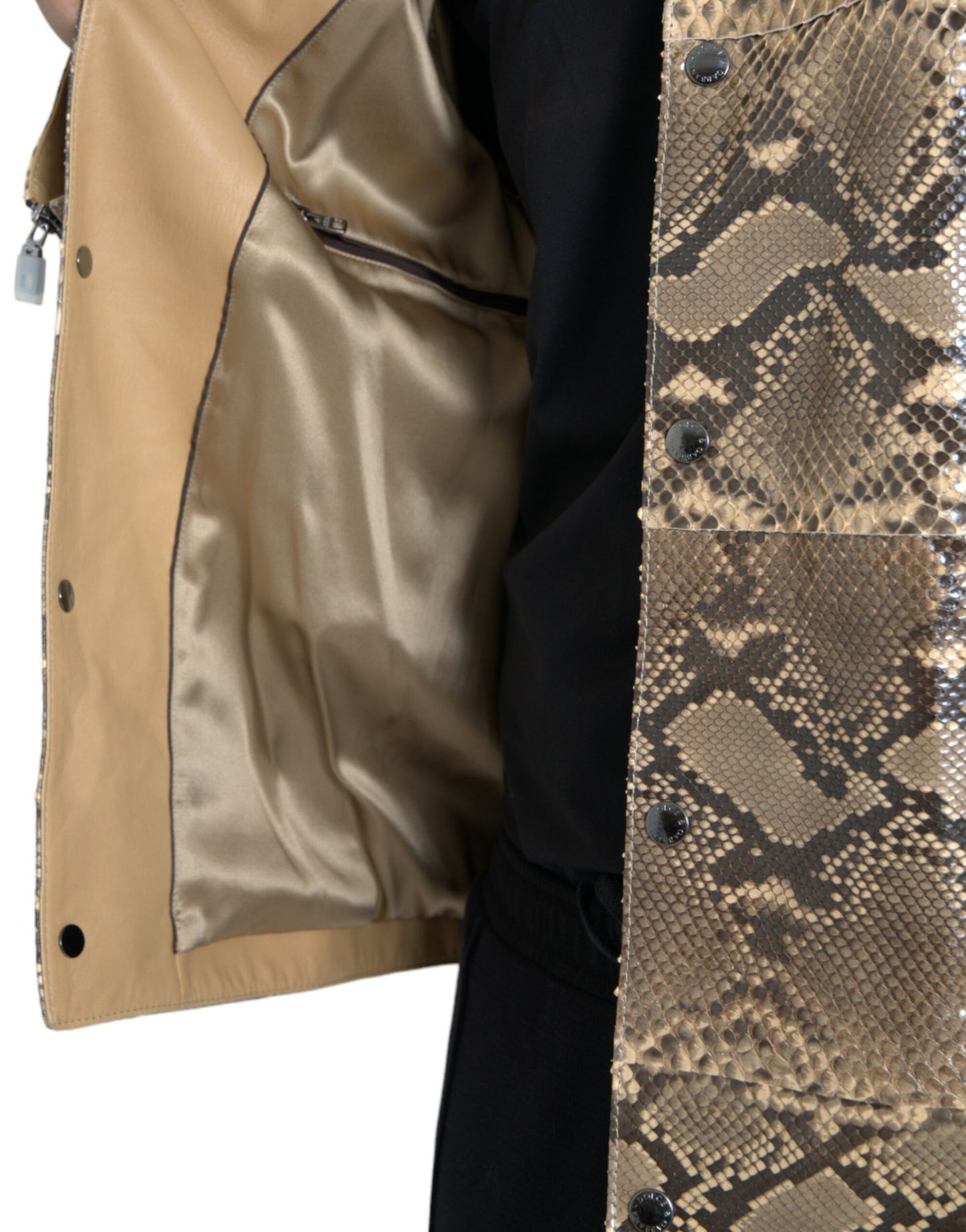 Dolce &amp; Gabbana Beige Biker-Blousonjacke aus exotischem Leder