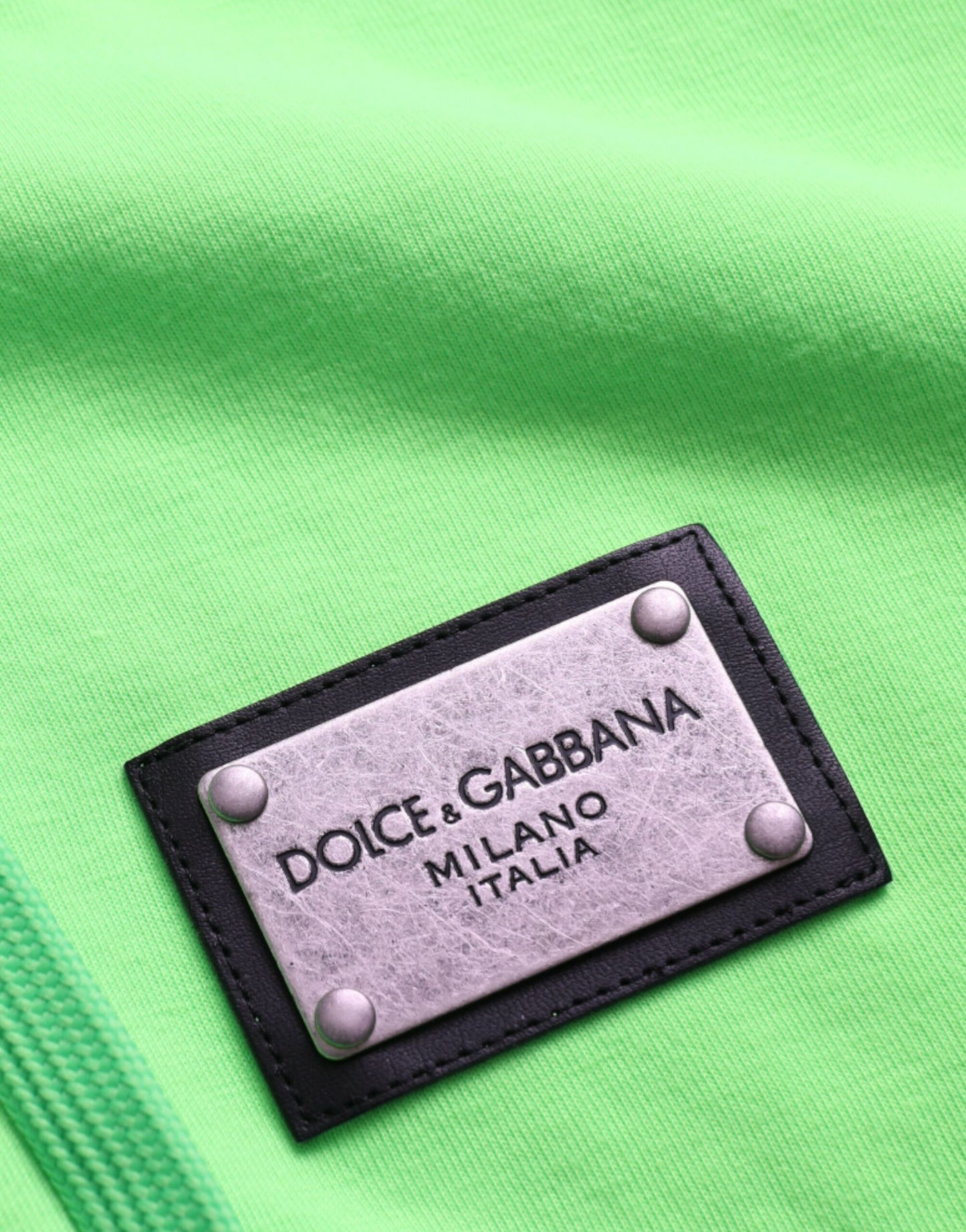 Dolce &amp; Gabbana – Neongrüner Pullover mit Kapuze und durchgehendem Reißverschluss