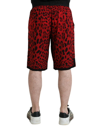 Dolce &amp; Gabbana - Bermudashorts aus Viskose mit Leopardenmuster in Rot