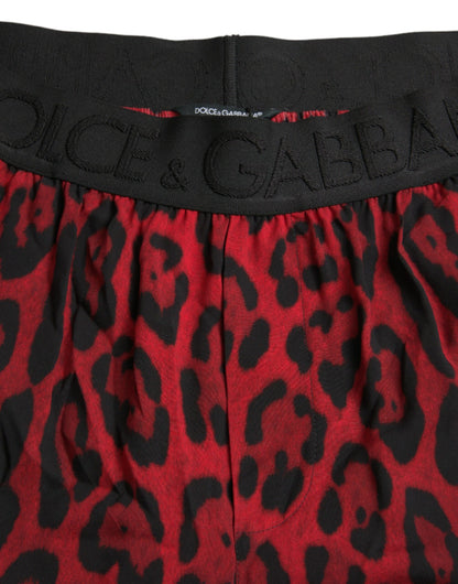 Dolce &amp; Gabbana - Bermudashorts aus Viskose mit Leopardenmuster in Rot