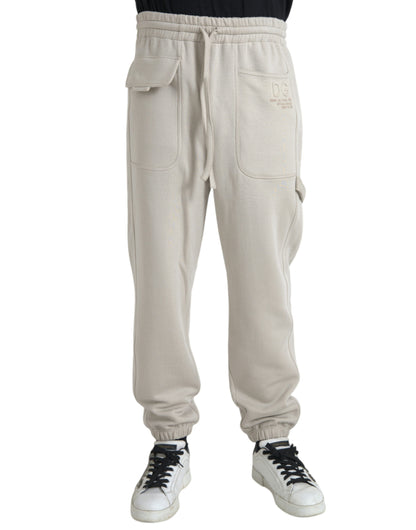 Dolce & Gabbana Off White Viscose Cargo Jogger Sweatpants Pants