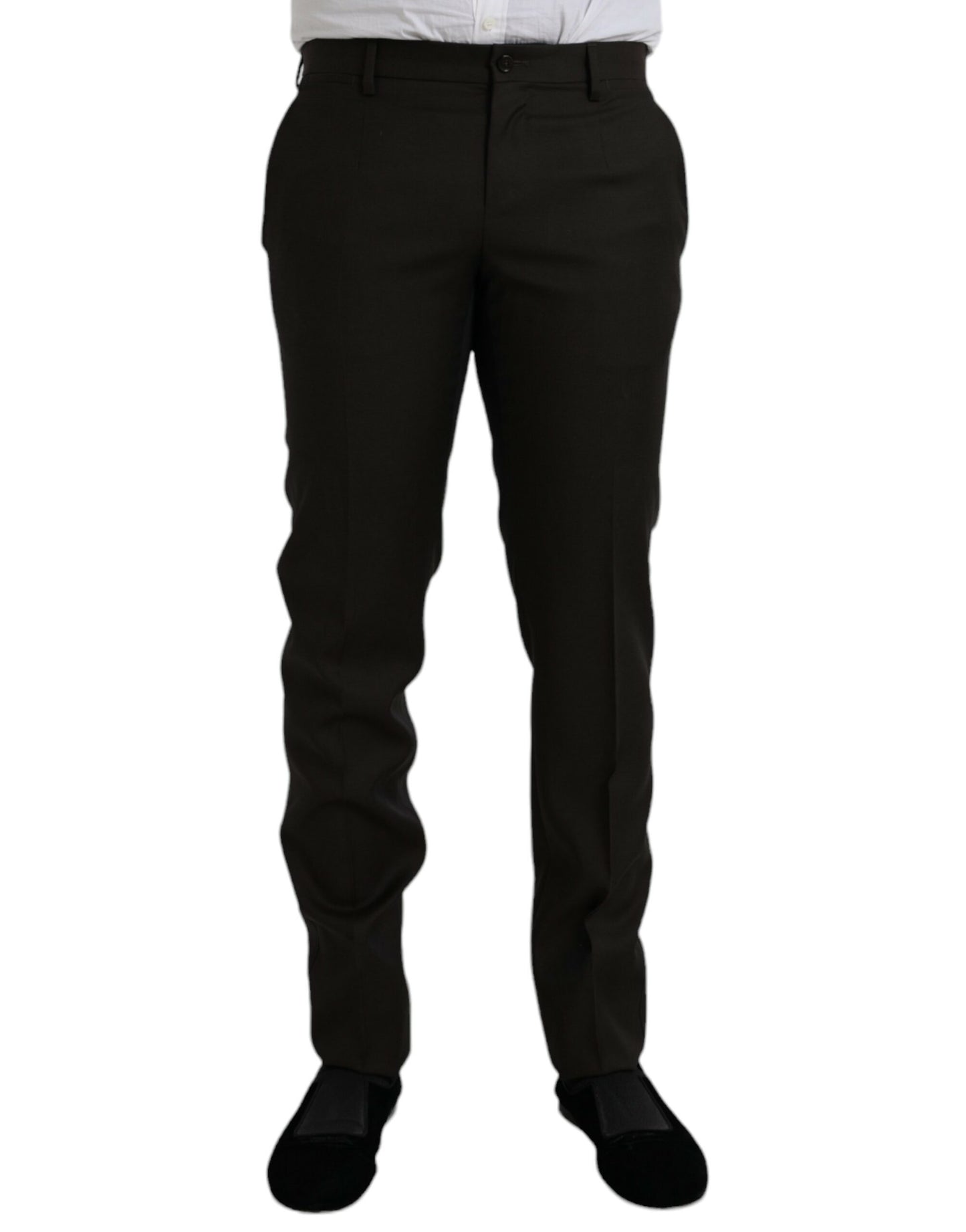 Dolce &amp; Gabbana – Formelle Hose aus dunkelbrauner Wolle in Slim Fit