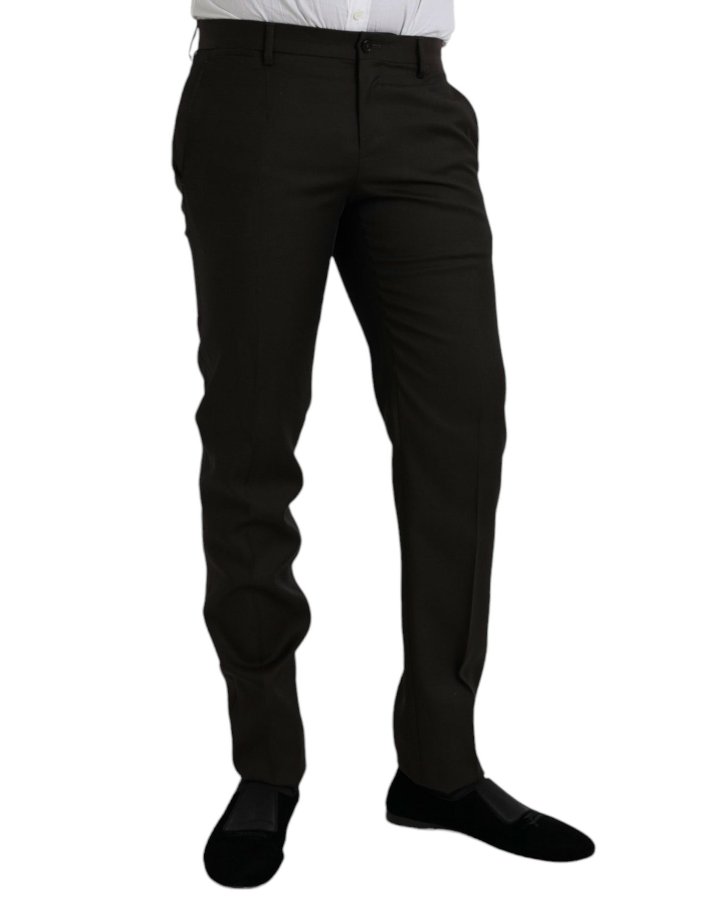 Dolce &amp; Gabbana – Formelle Hose aus dunkelbrauner Wolle in Slim Fit