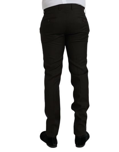 Dolce &amp; Gabbana – Formelle Hose aus dunkelbrauner Wolle in Slim Fit