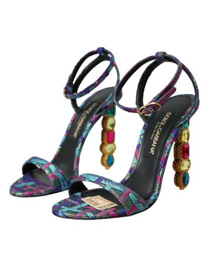 Dolce &amp; Gabbana Sandalen mit mehrfarbigen Jacquard-Kristallen