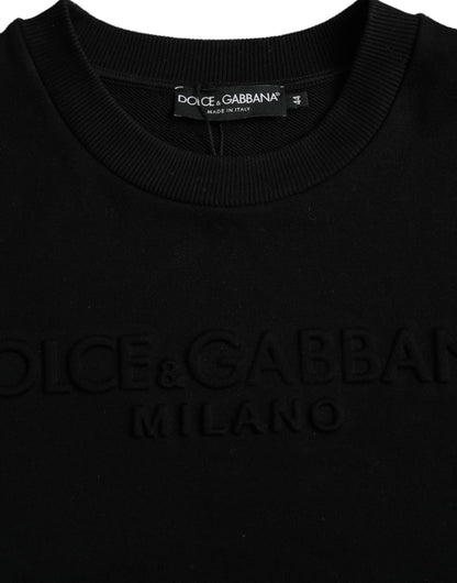 Dolce &amp; Gabbana – Sweatshirt mit langen Ärmeln aus schwarzer Baumwolle