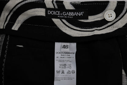 Dolce & Gabbana Chic Black & White Patterned Linen Shorts