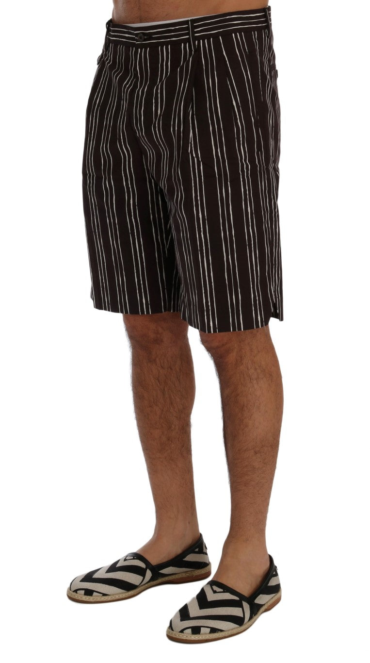 Dolce & Gabbana Bordeaux Striped Cotton Knee High Shorts