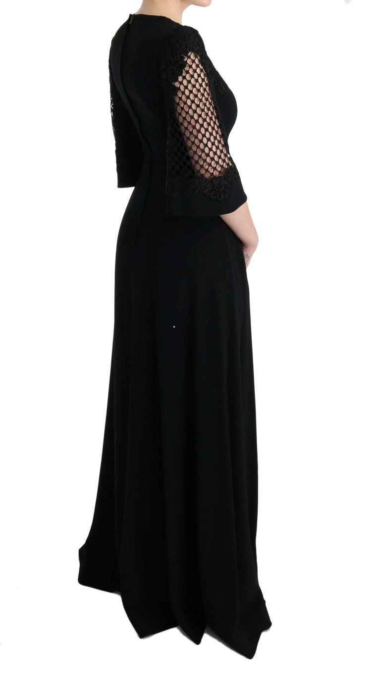 Robe longue noire stretch droite