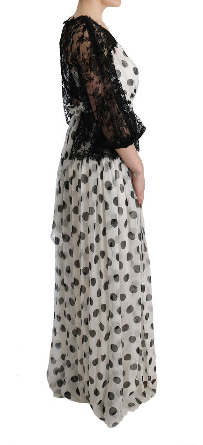 Robe florale à pois blanc noir