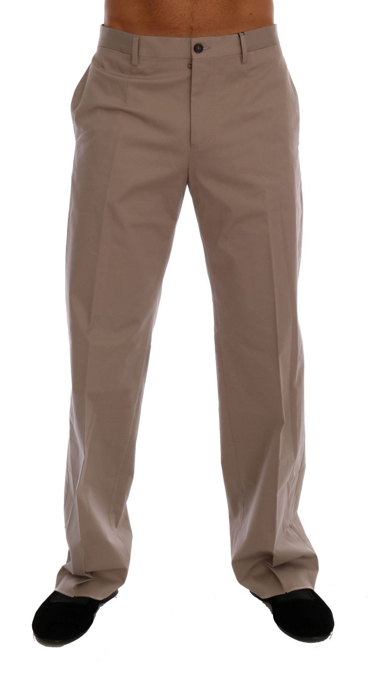 Beige Baumwoll-Stretch-Chinohose