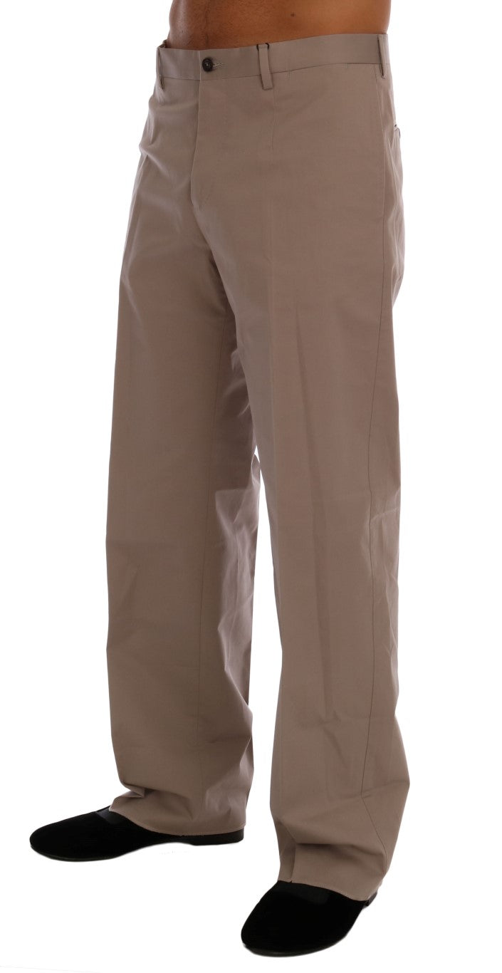 Beige Baumwoll-Stretch-Chinohose