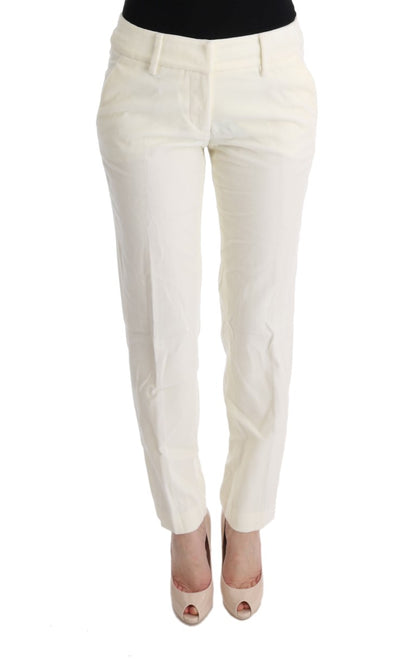 Pantalon décontracté coupe classique en coton blanc